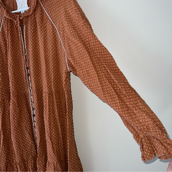 Johnny Was Orla Dress Orange Tiered Embroidered Ruffle Women’s Size XL - Picture 7 of 10